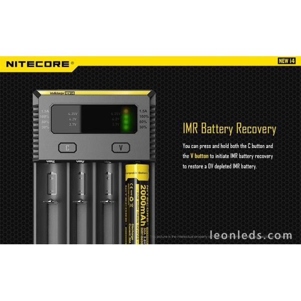 Cargador Nitecore I4 para 4 baterias | Cargador 4 Bahias con indicador de carga | LeonLeds Iluminación