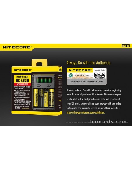 Cargador Nitecore I4 para 4 baterias | Cargador 4 Bahias con indicador de carga | LeonLeds Iluminación