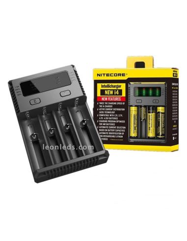 Cargador Nitecore I4 para 4 baterias | Cargador 4 Bahias con indicador de carga | LeonLeds Iluminación