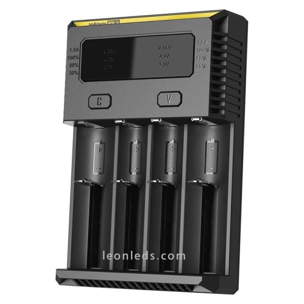 Cargador Nitecore I4 para 4 baterias | Cargador 4 Bahias con indicador de carga | LeonLeds Iluminación