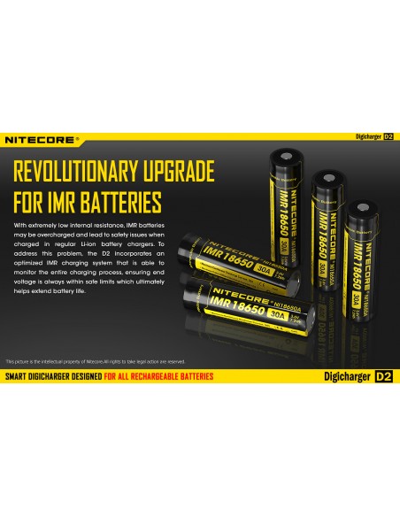 Cargador de 2 bahías Nitecore D2 | Cargador Nitecore D2 | Cargador para 2 baterias | LeonLeds Iluminación