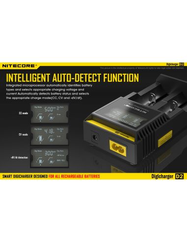 Chargeur Nitecore D2 2 baies | Chargeur Nitecore D2 | Chargeur pour 2 batteries | Éclairage LeonLeds