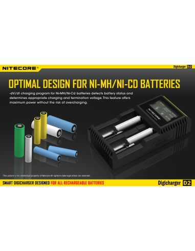Cargador de 2 bahías Nitecore D2 | Cargador Nitecore D2 | Cargador para 2 baterias | LeonLeds Iluminación