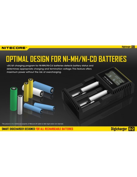 Cargador de 2 bahías Nitecore D2 | Cargador Nitecore D2 | Cargador para 2 baterias | LeonLeds Iluminación