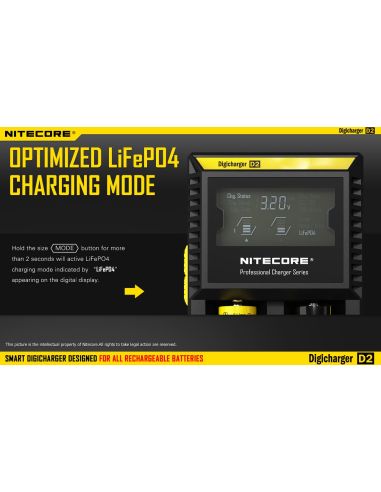 Cargador de 2 bahías Nitecore D2 | Cargador Nitecore D2 | Cargador para 2 baterias | LeonLeds Iluminación