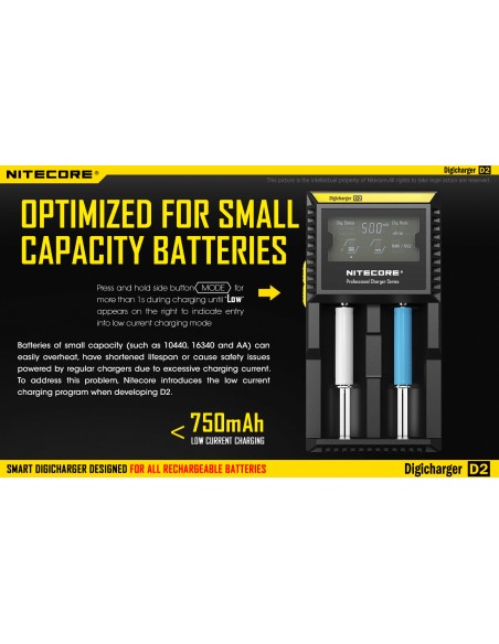 Cargador de 2 bahías Nitecore D2 | Cargador Nitecore D2 | Cargador para 2 baterias | LeonLeds Iluminación