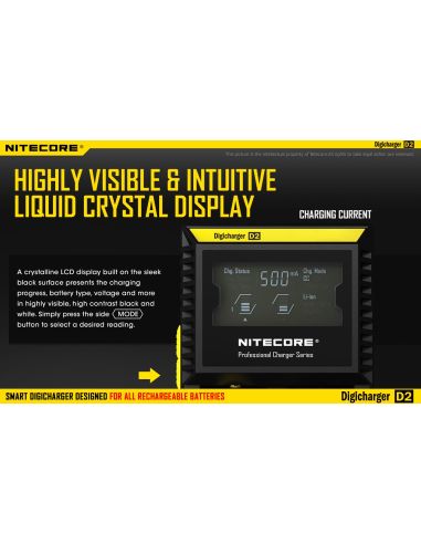 Chargeur Nitecore D2 2 baies | Chargeur Nitecore D2 | Chargeur pour 2 batteries | Éclairage LeonLeds