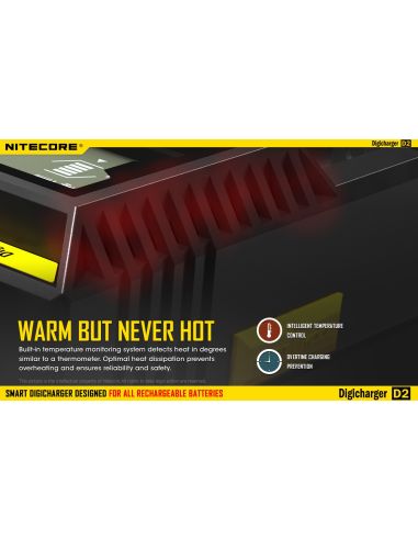 Cargador de 2 bahías Nitecore D2 | Cargador Nitecore D2 | Cargador para 2 baterias | LeonLeds Iluminación