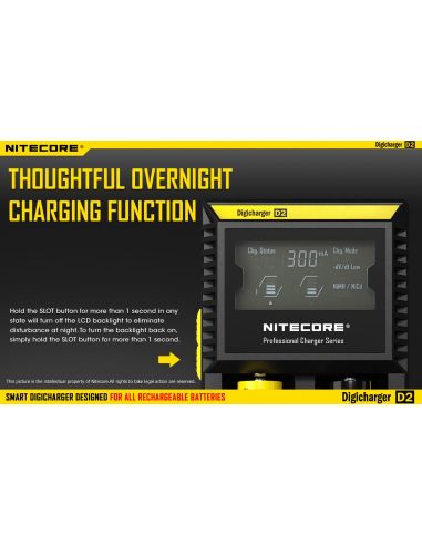 Cargador con pantalla LCD de nitecore | Nitecore D2 | Cargador con pantalla LCD multifuncion de calidad | LeonLeds Iluminación
