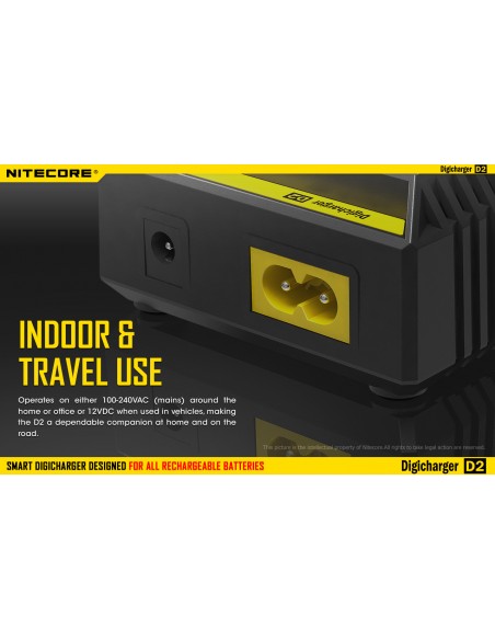 Cargador de 2 bahías Nitecore D2 | Cargador Nitecore D2 | Cargador para 2 baterias | LeonLeds Iluminación