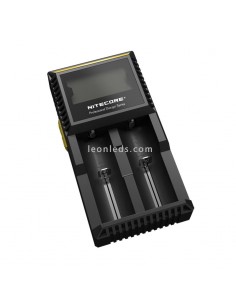 Cargador de 2 bahías Nitecore D2 | Cargador Nitecore D2 | Cargador para 2 baterias | LeonLeds Iluminación