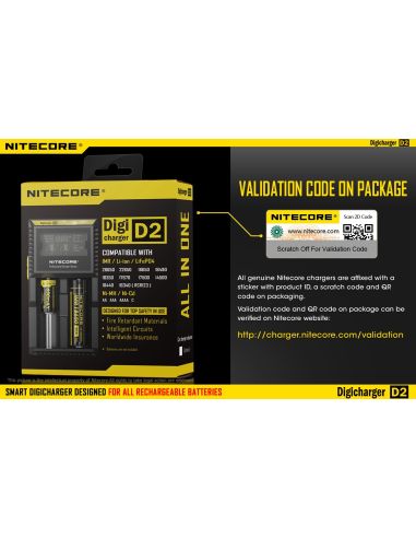 Cargador de 2 bahías Nitecore D2 | Cargador Nitecore D2 | Cargador para 2 baterias | LeonLeds Iluminación