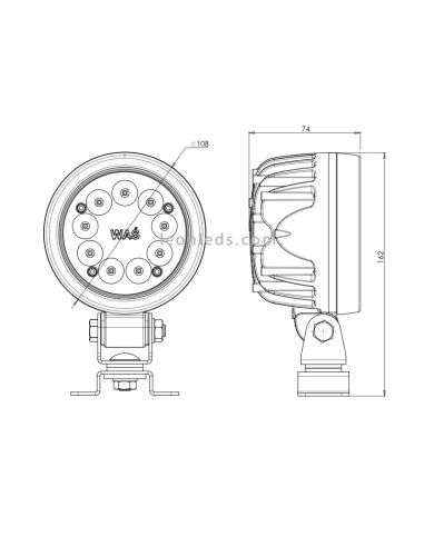 Phare Led Rond Longue portée 5000Lm de Was au meilleur prix | Éclairage LeonLeds