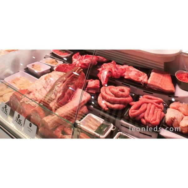 Carne Iluminada com Alimentos Especiais Downlight | Iluminar açougue com LEDs | Leon Iluminação LED