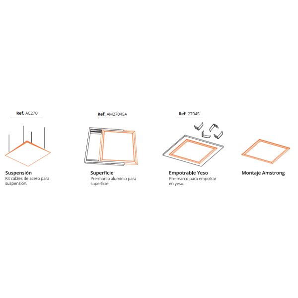 Formas de instalar un panel de 60x60Cm | Panel LED de 60x60 superficie empotrado suspensión | LeonLeds Iluminación