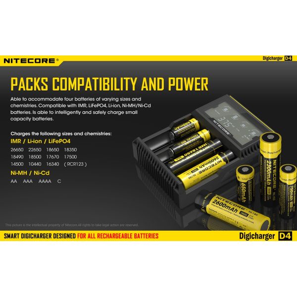 Cargador Nitecore D4 con pantalla LCD | Cargador para 4 batería | Nitecore D4 | LeonLeds Iluminación