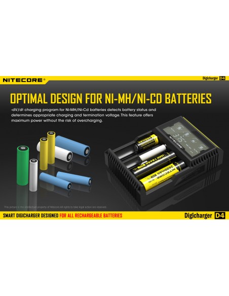 Carregador Nitecore D4 com Display LCD | Carregador para 4 baterias | Nite Núcleo D4 | Leon Iluminação LED