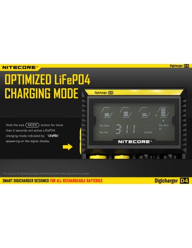 Carregador Nitecore D4 com Display LCD | Carregador para 4 baterias | Nite Núcleo D4 | Leon Iluminação LED