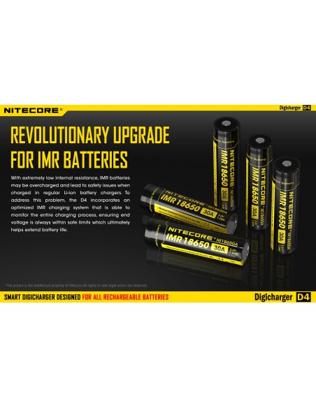 Chargeur Nitecore D4 avec écran LCD | Chargeur pour 4 batteries | Nite Core D4 | Éclairage LeonLeds