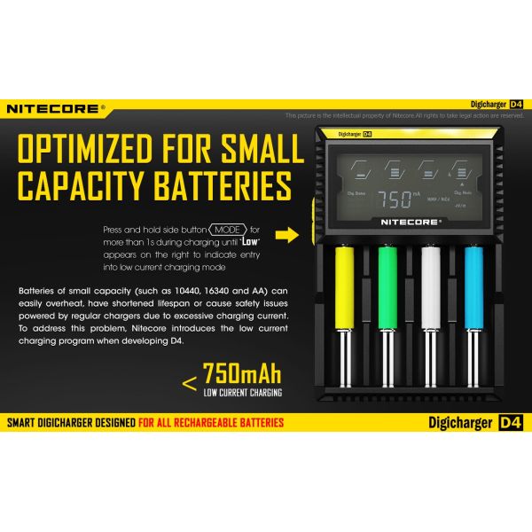 Chargeur Nitecore D4 avec écran LCD | Chargeur pour 4 batteries | Nite Core D4 | Éclairage LeonLeds