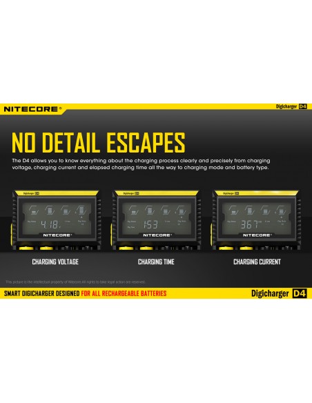 Cargador Nitecore D4 con pantalla LCD | Cargador para 4 batería | Nitecore D4 | LeonLeds Iluminación