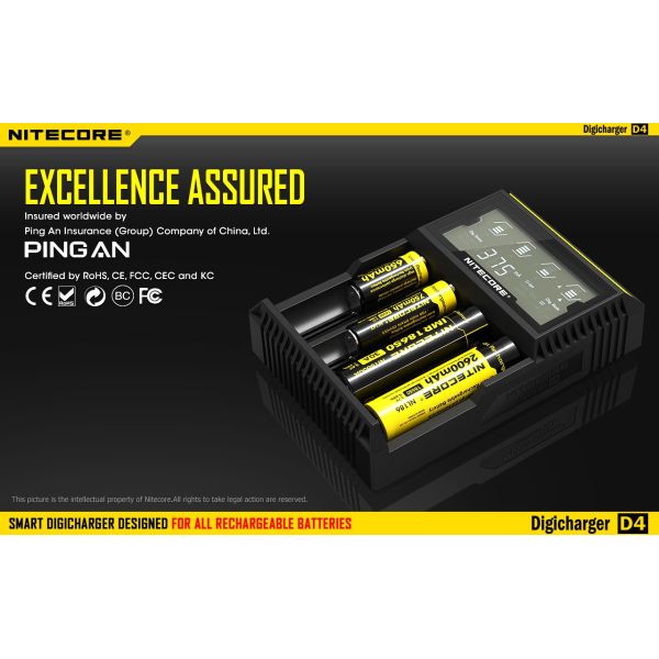 Chargeur de batterie Nitecore D4 avec...