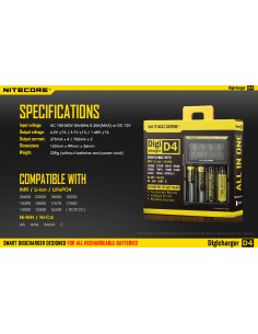 Chargeur Nitecore D4 avec écran LCD | Chargeur pour 4 batteries | Nite Core D4 | Éclairage LeonLeds 2