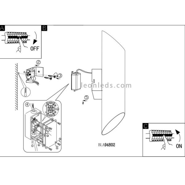 Aplique LED Acero Inoxidable | Aplique LED para exterior Agolada de Eglo Lighting | LeonLeds Iluminación