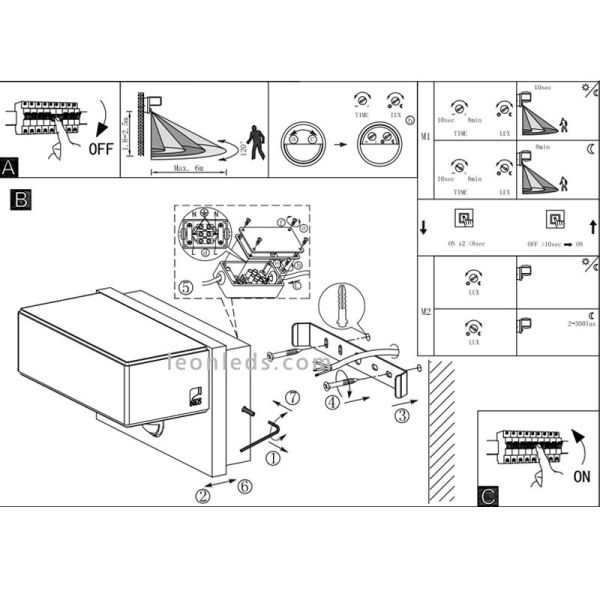 Manual de instalación de Aplique LED con sensor de Eglo | Manuel de instalación de Aplique Azzinano | LeonLeds Iluminación