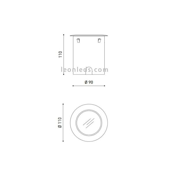 Baliza Empotrable de suelo Led Dark M para iluminar ascendentemente | LeonLeds Iluminación