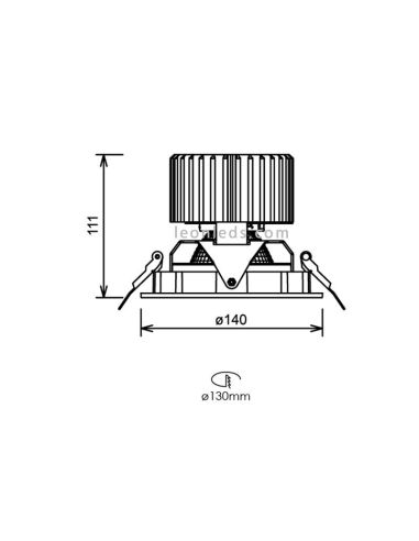 Dimensiones de Donwlight LED redondo orientable Leds Factory Aster R | LeonLeds Iluminación