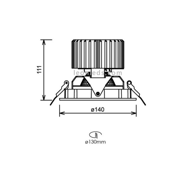 Dimensiones de Donwlight LED redondo orientable Leds Factory Aster R | LeonLeds Iluminación