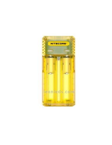 Nitecore Q2 carregador amarelo | Nitecore Q2 carregador de 2 compartimentos | LeonLeds Lanternas LED