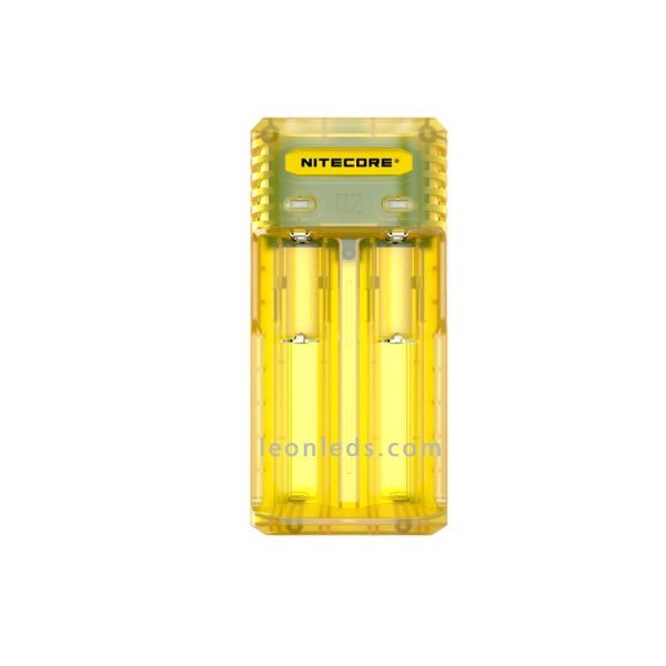 Cargador Nitecore Q2 Amarillo | Cargador de 2 bahías Nitecore Q2 | LeonLeds Linternas LED