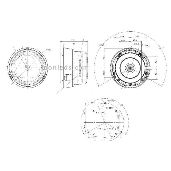 Dimensions du gyrophare LED bleu homologué magnétique avec connexion allume-cigare | Éclairage LeonLeds