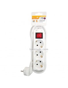 Base múltiple con 3 tomas schuko, con interruptor y con 5 metros de cable | Leonleds Iluminación