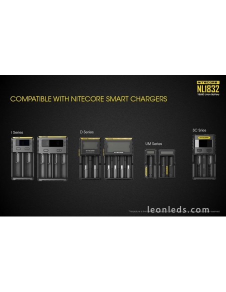 Batería Recargable 18650 de Nitecore para Linternas de Led al mejor precio NL1832 | Leonleds Iluminación
