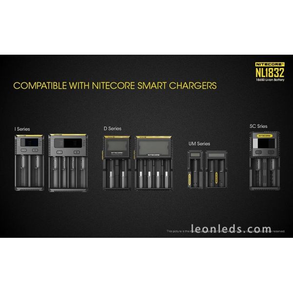 Batería Recargable 18650 de Nitecore para Linternas de Led al mejor precio NL1832 | Leonleds Iluminación