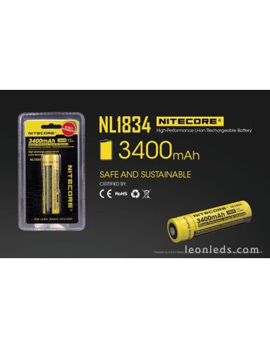 Batería Recargable 18650 para Linternas de Led NL1834 al mejor precio | Leonleds Iluminación
