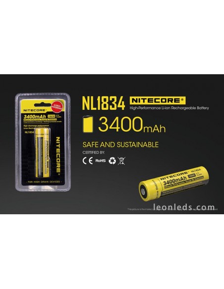 Batterie Rechargeable 18650 pour Lampes de Poche Led NL1834 au meilleur prix | Éclairage Léonleds