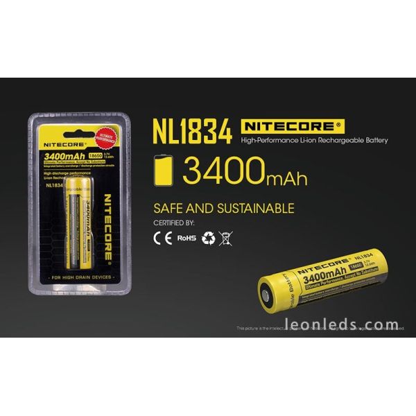 Batería Recargable 18650 para Linternas de Led NL1834 al mejor precio | Leonleds Iluminación