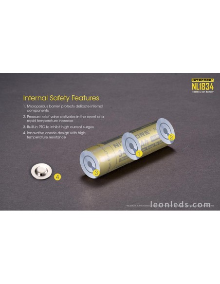 Batería Recargable 18650 para Linternas de Led NL1834 al mejor precio | Leonleds Iluminación