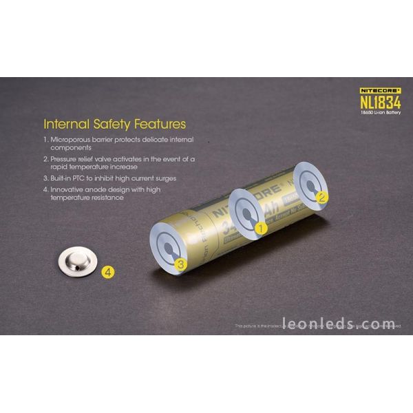 Batería Recargable 18650 para Linternas de Led NL1834 al mejor precio | Leonleds Iluminación