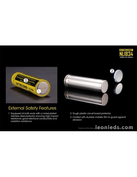 Batería Recargable 18650 para Linternas de Led NL1834 al mejor precio | Leonleds Iluminación