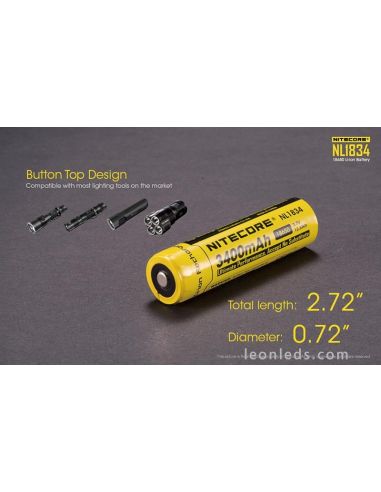 Batterie Rechargeable 18650 pour Lampes de Poche Led NL1834 au meilleur prix | Éclairage Léonleds