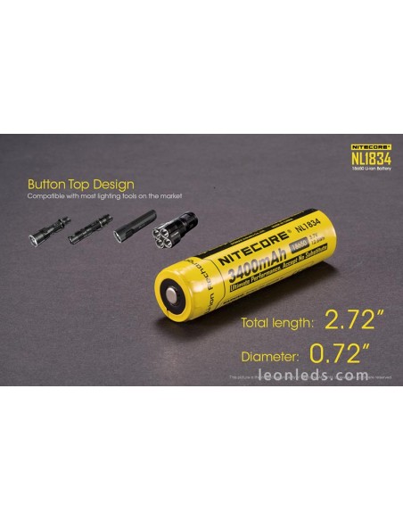 Batterie Rechargeable 18650 pour Lampes de Poche Led NL1834 au meilleur prix | Éclairage Léonleds