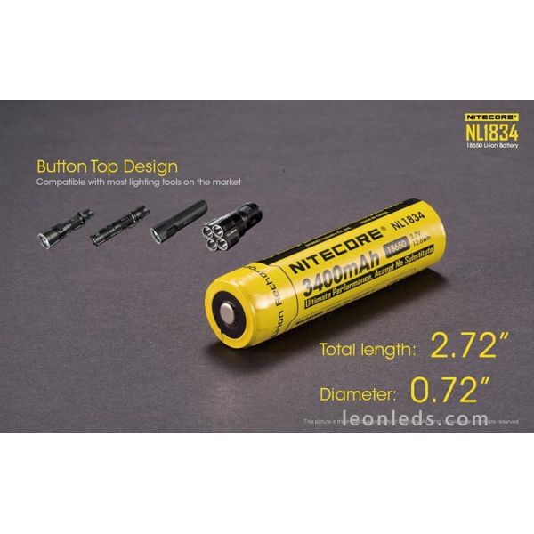 Batería Recargable 18650 para Linternas de Led NL1834 al mejor precio | Leonleds Iluminación