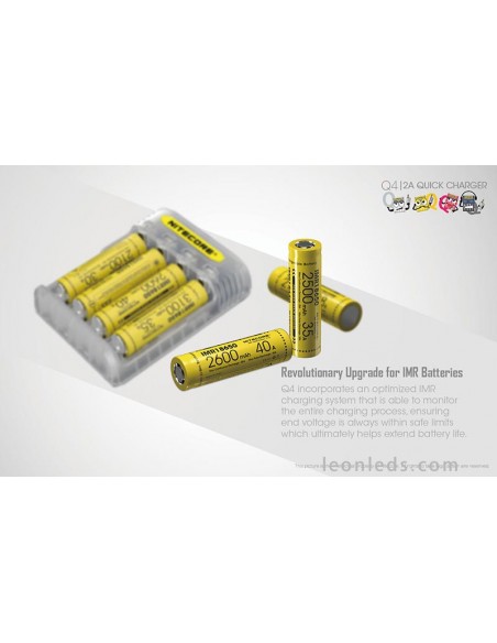 Chargeur de batterie Nitecore 4 baies | Éclairage LeonLeds