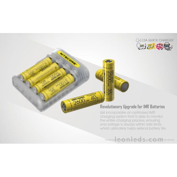 Chargeur de batterie Nitecore 4 baies | Éclairage LeonLeds