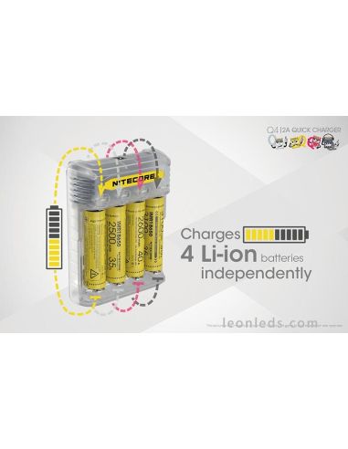 Chargeur de batterie Nitecore 4 baies | Éclairage LeonLeds